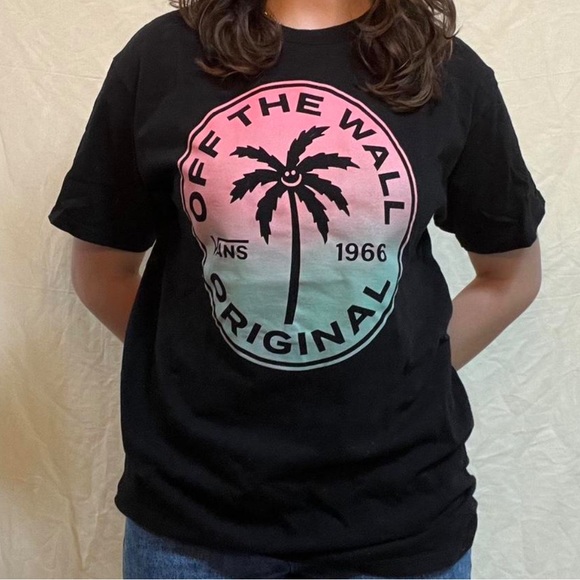 Vans men’s tropic cotton Candy palm tree crewneck T-shirt size small 🆕 - Picture 1 of 13